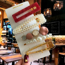 Load image into Gallery viewer, Acrylic Barrettes Headwear Pearl Hair Clip Sets For Women Fashion Geometric Hairpins Hair Accessories Headdress Girl Bobby Clip 2022
