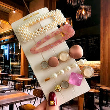 Load image into Gallery viewer, Acrylic Barrettes Headwear Pearl Hair Clip Sets For Women Fashion Geometric Hairpins Hair Accessories Headdress Girl Bobby Clip 2022
