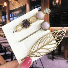Load image into Gallery viewer, Leaf Pearl Acrylic Hair Clips Set Barrettes for Women 2022
