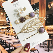 Load image into Gallery viewer, Leaf Pearl Acrylic Hair Clips Set Barrettes for Women 2022
