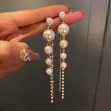 Load image into Gallery viewer, Long Dangle Earrings for Women 2021 Fashion Full Crystal Simulated Pearl Tassel Drop Earring Vintage Gold Brincos Jewelry 2022
