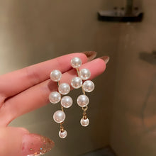Load image into Gallery viewer, Long Dangle Earrings for Women 2021 Fashion Full Crystal Simulated Pearl Tassel Drop Earring Vintage Gold Brincos Jewelry 2022
