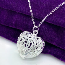 Load image into Gallery viewer, Hot charm 925 sterling Silver necklace earrings Jewelry set for women heart Hollow Fashion Party Christmas Gifts high quality 2022
