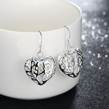 Load image into Gallery viewer, Hot charm 925 sterling Silver necklace earrings Jewelry set for women heart Hollow Fashion Party Christmas Gifts high quality 2022
