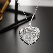 Load image into Gallery viewer, Hot charm 925 sterling Silver necklace earrings Jewelry set for women heart Hollow Fashion Party Christmas Gifts high quality 2022
