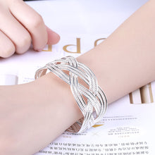Load image into Gallery viewer, 925 Sterling Silver Bracelets for Women elegant Braided wire bangle Fashion Wedding Party Christmas Gift Girl student Jewelry 2022
