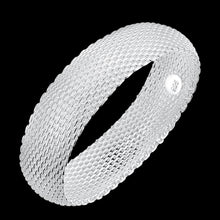 Load image into Gallery viewer, Hot 925 Sterling Silver Bracelets for Women fine Round net bangle Fashion Wedding Party Christmas Gifts Girl student Jewelry 2022
