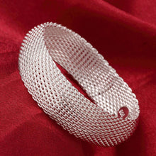Load image into Gallery viewer, Hot 925 Sterling Silver Bracelets for Women fine Round net bangle Fashion Wedding Party Christmas Gifts Girl student Jewelry 2022
