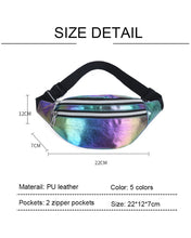 Load image into Gallery viewer, 1PC New Holographic Fanny Pack Hologram Waist Bag Laser PU Beach Travel Banana Hip Bum Zip Waist Bags Women Belt Bag for Girls 2022
