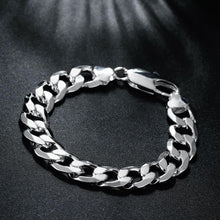 Load image into Gallery viewer, Charm Fine 925 sterling Silver Bracelets necklace Jewelry set for men classic 12MM Chain 18/20/22/24/26/28/30 inch Fashion Party 2022
