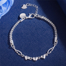 Load image into Gallery viewer, Hot new 925 sterling silver Bracelets women Wild cute heart chain fashion lady Wedding party Christmas gifts Jewelry 2022
