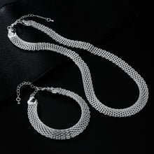 Load image into Gallery viewer, New fine 925 sterling silver Net chain Bracelets necklaces for women korean fashion party wedding accessories jewelry sets gifts 2022
