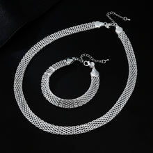 Load image into Gallery viewer, New fine 925 sterling silver Net chain Bracelets necklaces for women korean fashion party wedding accessories jewelry sets gifts 2022
