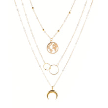Load image into Gallery viewer, New Fashion Retro Moon World Map Circle Pendant Multilayer Gold Colodr Necklace Party Charm Jewelry Accessories For Women 2022
