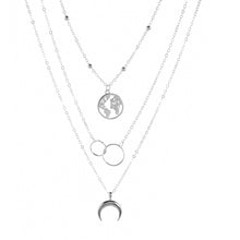 Load image into Gallery viewer, New Fashion Retro Moon World Map Circle Pendant Multilayer Gold Colodr Necklace Party Charm Jewelry Accessories For Women 2022
