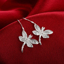 Load image into Gallery viewer, Fashion 925 sterling Silver women Crystal dragonfly pendant necklace earring rings Jewelry set Party wedding jewelry fine gifts 2022
