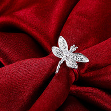 Load image into Gallery viewer, Fashion 925 sterling Silver women Crystal dragonfly pendant necklace earring rings Jewelry set Party wedding jewelry fine gifts 2022
