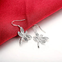 Load image into Gallery viewer, Fashion 925 sterling Silver women Crystal dragonfly pendant necklace earring rings Jewelry set Party wedding jewelry fine gifts 2022
