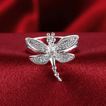 Load image into Gallery viewer, Fashion 925 sterling Silver women Crystal dragonfly pendant necklace earring rings Jewelry set Party wedding jewelry fine gifts 2022
