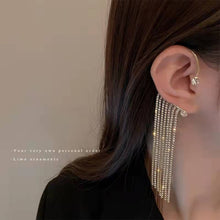Load image into Gallery viewer, New Luxury Shining Zircon Rhinestone Long Tassel Ear Clip Ear Cuff Exquisite Vintage Clip Earrings Fashion Wedding Jewelry 2022
