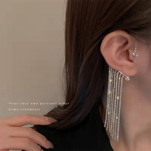 Load image into Gallery viewer, New Luxury Shining Zircon Rhinestone Long Tassel Ear Clip Ear Cuff Exquisite Vintage Clip Earrings Fashion Wedding Jewelry 2022
