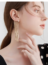 Load image into Gallery viewer, New Luxury Shining Zircon Rhinestone Long Tassel Ear Clip Ear Cuff Exquisite Vintage Clip Earrings Fashion Wedding Jewelry 2022
