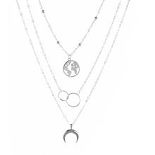 Load image into Gallery viewer, New Fashion Retro Moon World Map Circle Pendant Multilayer Gold Colodr Necklace Party Charm Jewelry Accessories For Women 2022
