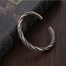 Load image into Gallery viewer, 925 Sterling Silver Twisted Woven Bracelet man women Neutral Retro Thai Original Handmade Exquisite Unique Opening bangle Gift 2022

