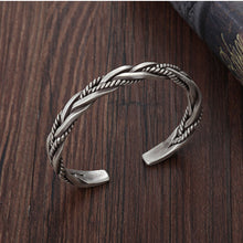 Load image into Gallery viewer, 925 Sterling Silver Twisted Woven Bracelet man women Neutral Retro Thai Original Handmade Exquisite Unique Opening bangle Gift 2022
