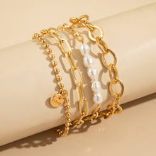 Load image into Gallery viewer, 4PCS Set Punk Golden Pearl Love Bracelets Bangles 2022 Fashion Jewelry Punk Chain Bracelets Set for Women Charm Jewelry Gifts 2022

