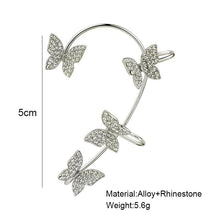 Load image into Gallery viewer, Crystal Metal Butterfly Ear Clips Without Piercing Women Fashion Gold Silver Ear Cuff Clip Earrings Fashion Wedding Jewelry 2022 2022
