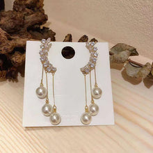 Load image into Gallery viewer, Luxury Crystal Wing Earrings for Women 2022 New Fashion Pearl Tassel Drop Earring Female Gold Brincos Jewelry Accessories 2022
