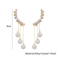 Load image into Gallery viewer, Luxury Crystal Wing Earrings for Women 2022 New Fashion Pearl Tassel Drop Earring Female Gold Brincos Jewelry Accessories 2022
