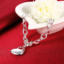 Load image into Gallery viewer, Hot 925 sterling silver Bracelets for women hanging heart chain Wedding party elegant lady Christmas gifts fashion Jewelry 2022
