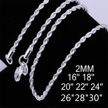 Load image into Gallery viewer, Charm 2MM 16-30INCHES 925 Sterling silver Rope chain Necklace for woman fashion party wedding accessories jewelry gifts 2022

