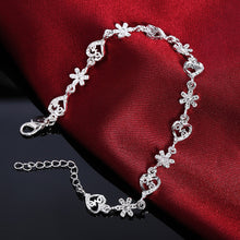 Load image into Gallery viewer, Charm 925 Sterling Silver Bracelets for Women Flowers LOVE heart Chain Fashion Wedding Party Christmas Gifts luxury Jewelry 2022
