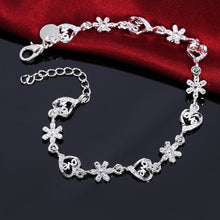 Load image into Gallery viewer, Charm 925 Sterling Silver Bracelets for Women Flowers LOVE heart Chain Fashion Wedding Party Christmas Gifts luxury Jewelry 2022
