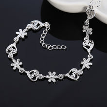 Load image into Gallery viewer, Charm 925 Sterling Silver Bracelets for Women Flowers LOVE heart Chain Fashion Wedding Party Christmas Gifts luxury Jewelry 2022
