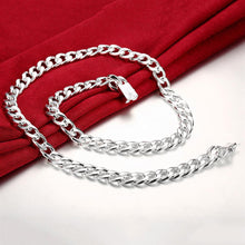 Load image into Gallery viewer, Hot charm 925 sterling Silver Bracelets necklace Jewelry set for men classic 10MM Square Chain 20/22/24 inch Fashion Party Gift 2022
